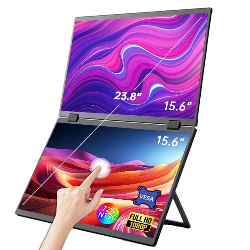 15.6 - Inch Dual Touch Screen Portable Monitor - 1080P FHD, 360° Flip External Display for PC, Laptop, Mac, Phone, Xbox, PS4/5, Switch - Homebound Essentials