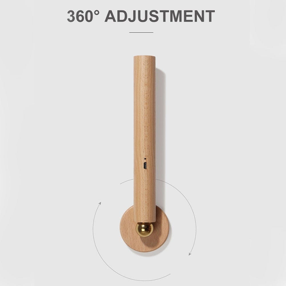 360° Rotatable Wooden LED Wall Lamp - Homebound Essentials