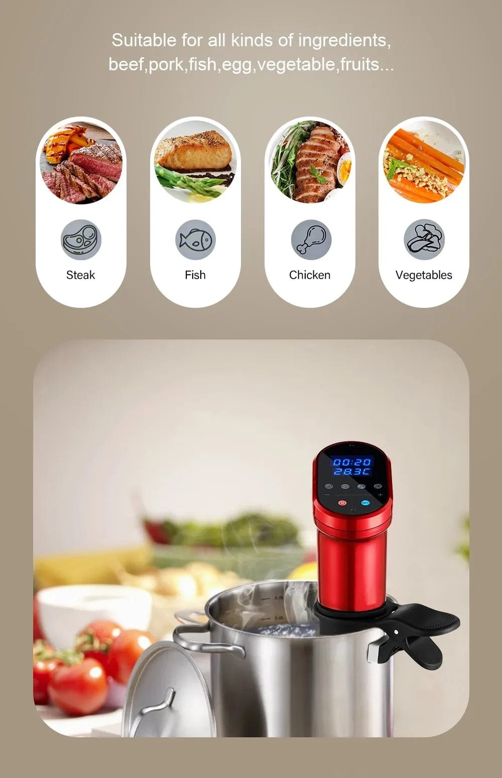 3rd Gen Smart Wifi 1200W Sous Vide Cooker - Homebound Essentials