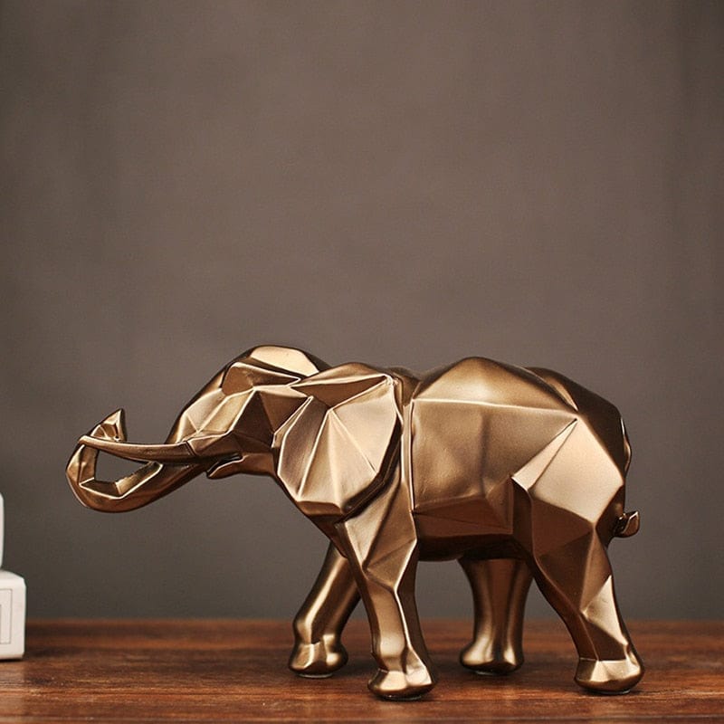 Abstract Geometric Gold Elephant Figurine - Homebound Essentials