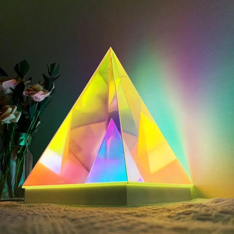 Atmospheric Pyramid Acrylic Lamp - Colorful Table Light - Homebound Essentials