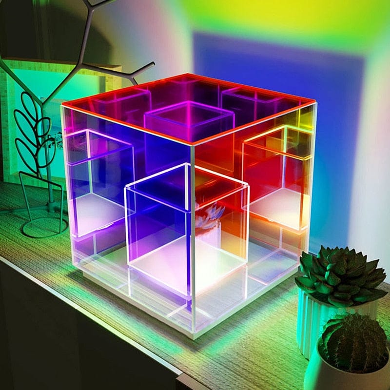 Atmospheric Pyramid Acrylic Lamp - Colorful Table Light - Homebound Essentials