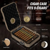 AWOTE Travel Cigar Humidor: Cedar Wood with Lighter, V - Cut Cigar Cutter, Humidifier|Hygrometer - Homebound Essentials