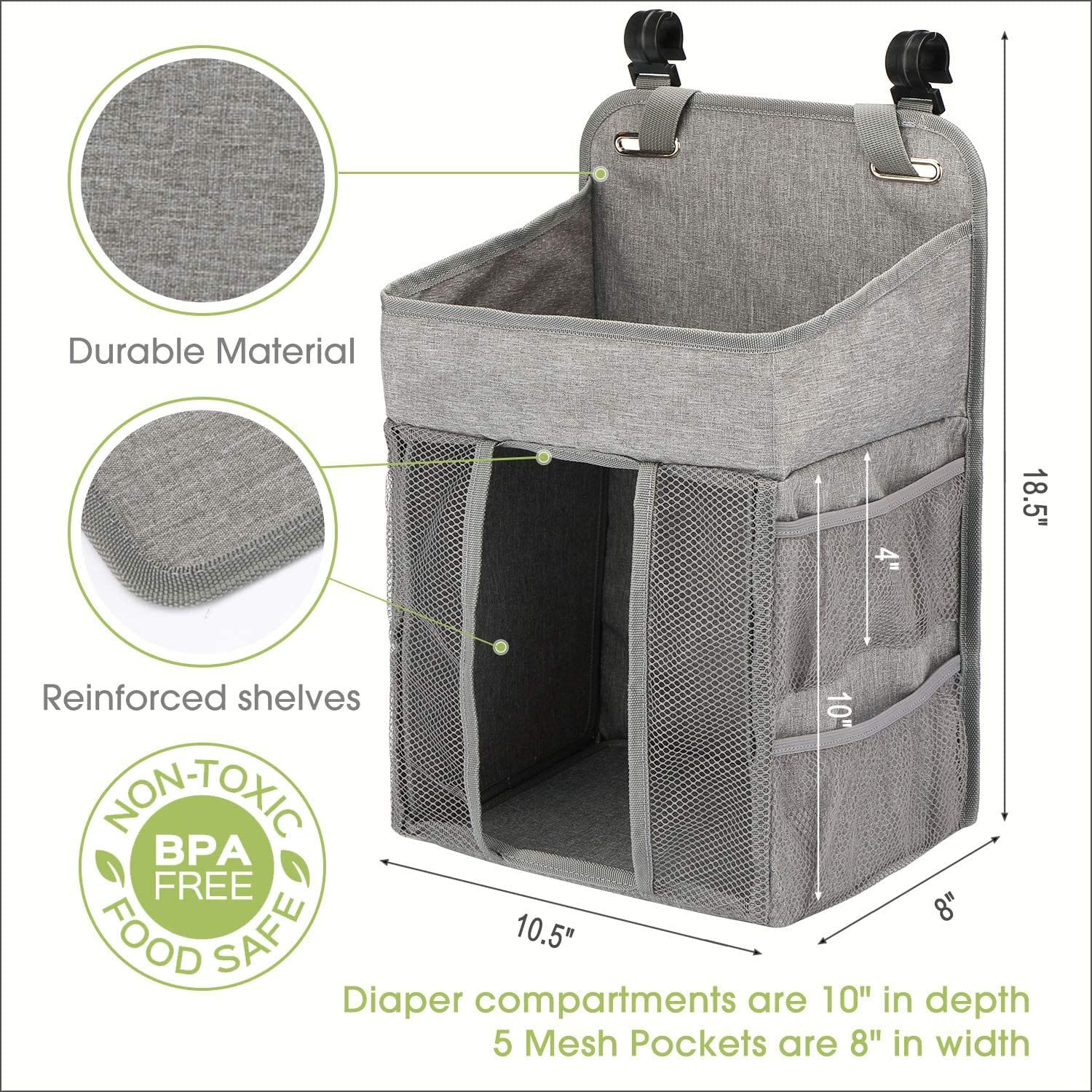 BabyCrib - Hanging Foldable Diaper Storage Bag Organizer - Homebound Essentials