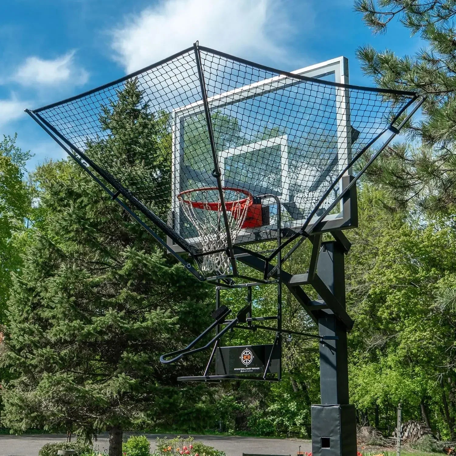 Basketball Rebounder Net Return System With Wall Mounted Hoops - Homebound Essentials