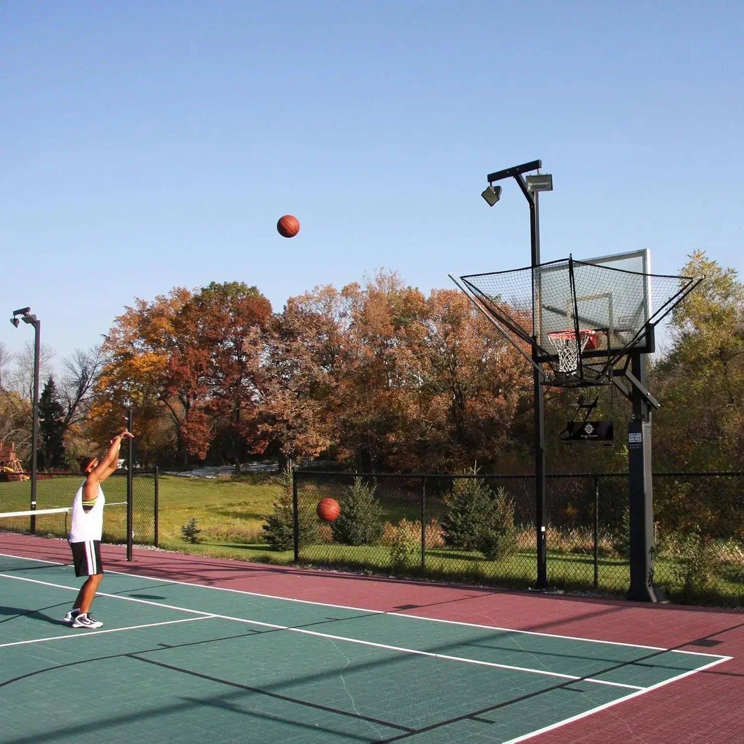 Basketball Rebounder Net Return System With Wall Mounted Hoops - Homebound Essentials