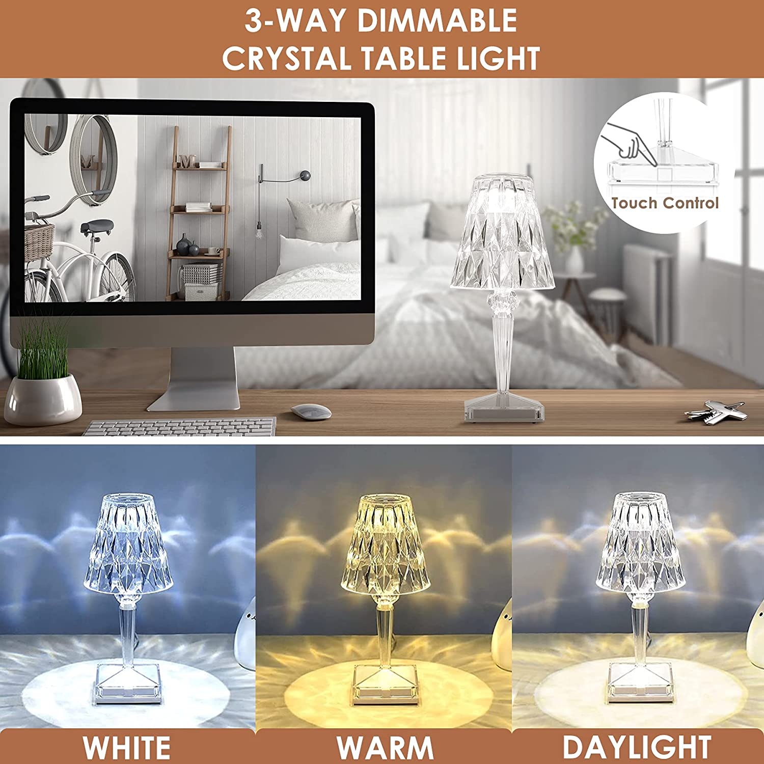 CrystaLamp - LED Diamond Crystal Table Lamp - Homebound Essentials