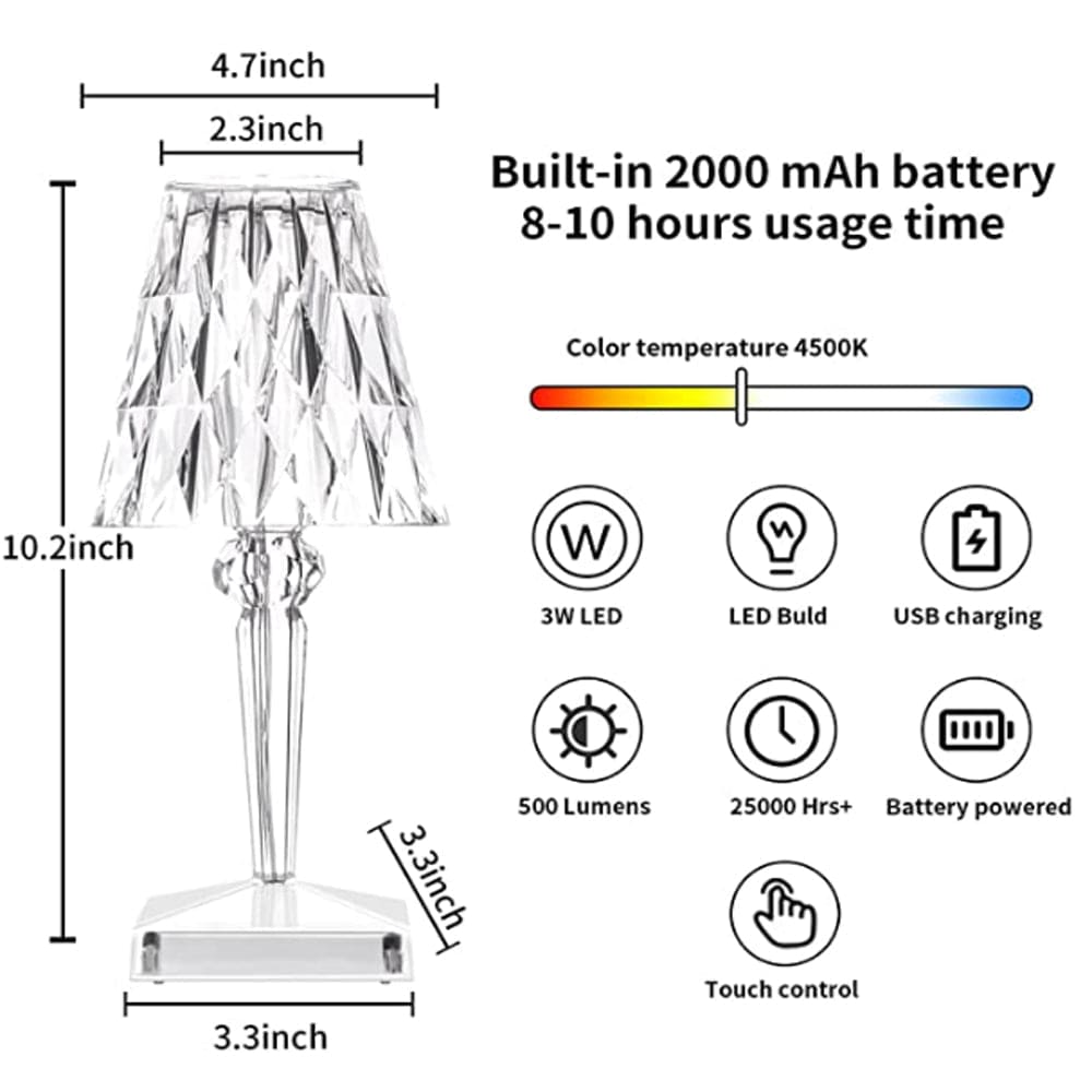 CrystaLamp - LED Diamond Crystal Table Lamp - Homebound Essentials