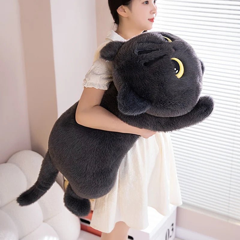 Cute Black Cat Plush Toy - Kawaii Cuddly Pillow Cushion - Homebound Essentials