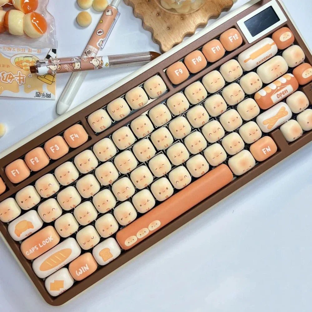 Cute Bread Keycap 138 Keys MOG PBT Thermal Sublimation Round Mantou Keycaps for DIY Mechanical Keyboard Ergonomic Key Caps Gifts - Homebound Essentials