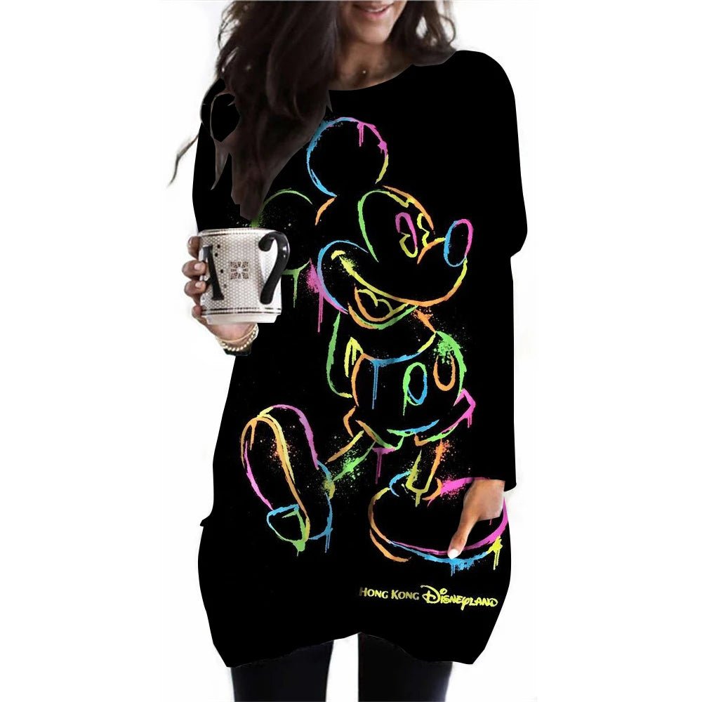 Disney Mickey Mouse Printed Long - Sleeved T-Shirt (Plus Size) - Homebound Essentials