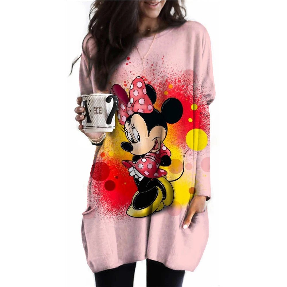 Disney Mickey Mouse Printed Long - Sleeved T-Shirt (Plus Size) - Homebound Essentials