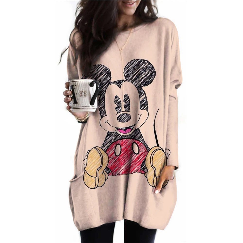 Disney Mickey Mouse Printed Long - Sleeved T-Shirt (Plus Size) - Homebound Essentials