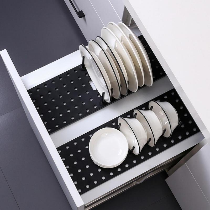 Expandable Kitchen Drawer Organizer Peg Board - Homebound Essentials