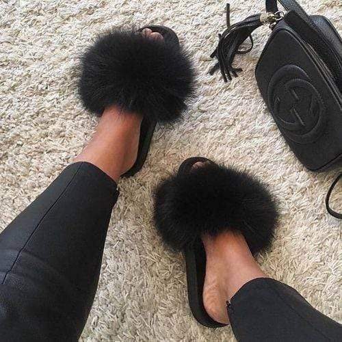 FabFlurry - Ladies Luxury Fluffy Slides - Homebound Essentials