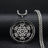 Flower of Life Stainless Steel Chakras Chain Necklace – Metatron Cube Sacred Geometry Jewelry - Homebound Essentials