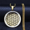 Flower of Life Stainless Steel Chakras Chain Necklace – Metatron Cube Sacred Geometry Jewelry - Homebound Essentials