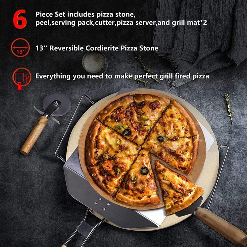 Foldable Metal Pizza Stone For Grill And Oven set - Homebound Essentials