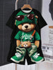 Funny Bear Harajuku T-Shirt for Men - Summer Loose Fit Short Sleeve Couple Suit - Homebound Essentials