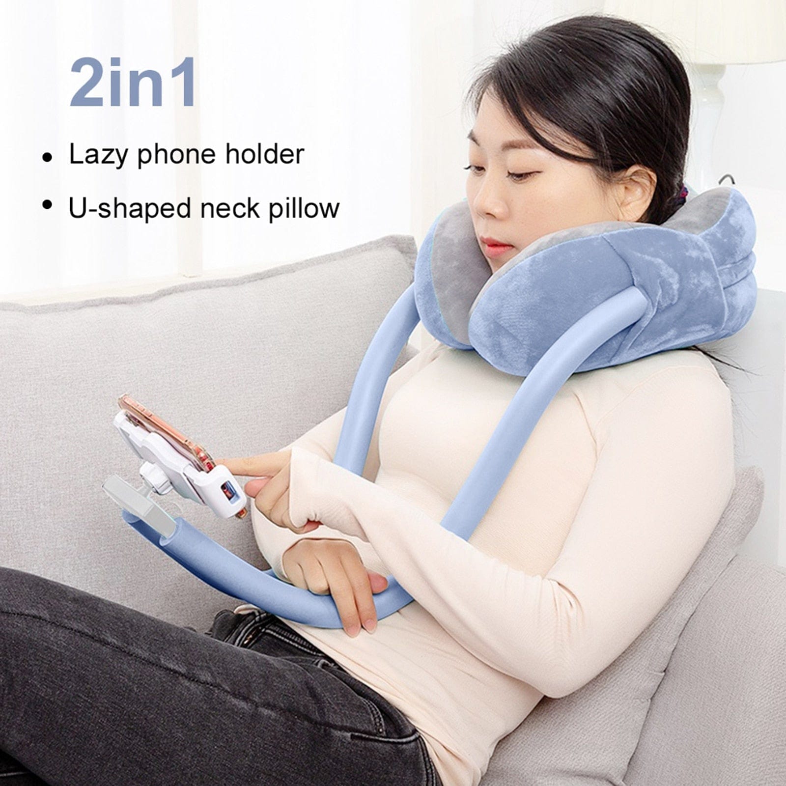 GoosePillow - Multipurpose Neck Pillow With Gooseneck Phone and Tablet Holder - Homebound Essentials