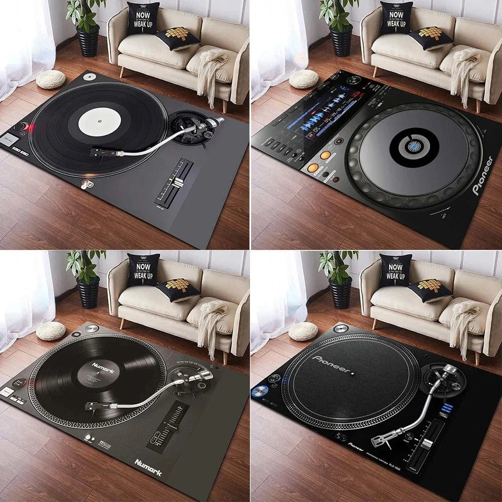 GrooveGuard: Large Realistic Vinyl Player Non - Slip Rug - Homebound Essentials