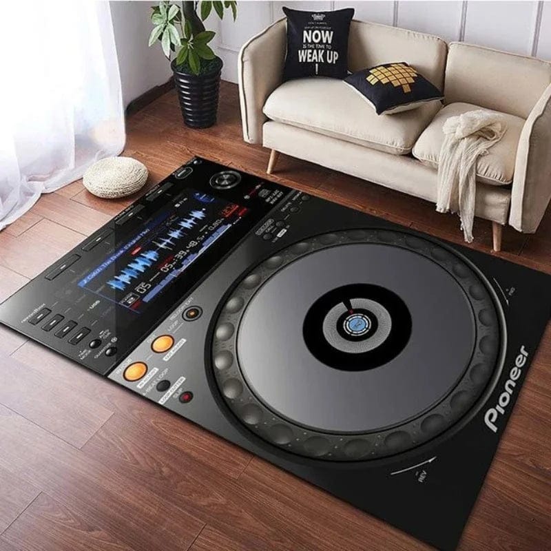 GrooveGuard: Large Realistic Vinyl Player Non - Slip Rug - Homebound Essentials