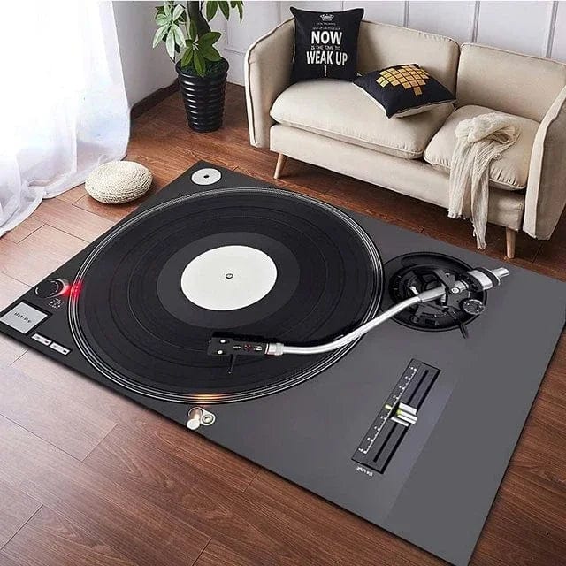 GrooveGuard: Large Realistic Vinyl Player Non - Slip Rug - Homebound Essentials