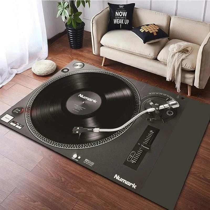 GrooveGuard: Large Realistic Vinyl Player Non - Slip Rug - Homebound Essentials