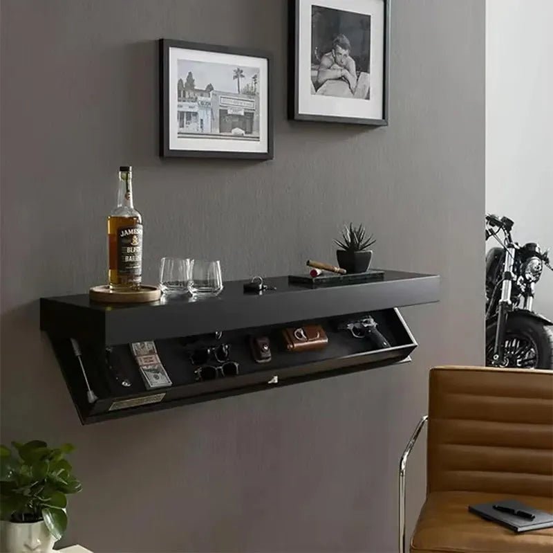 Hidden Shelf with Secret Compartment - Floating Wall Shelf with Concealed Storage for TV Remote & More - Homebound Essentials