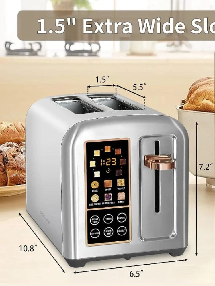 HomeBound Essentials 2 Slice LCD Display Stainless Metallic Toaster