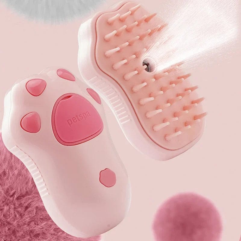 HomeBound Essentials Pink Paw 3 in 1 Pet Electric Steam Grooming Hair Removal Brush