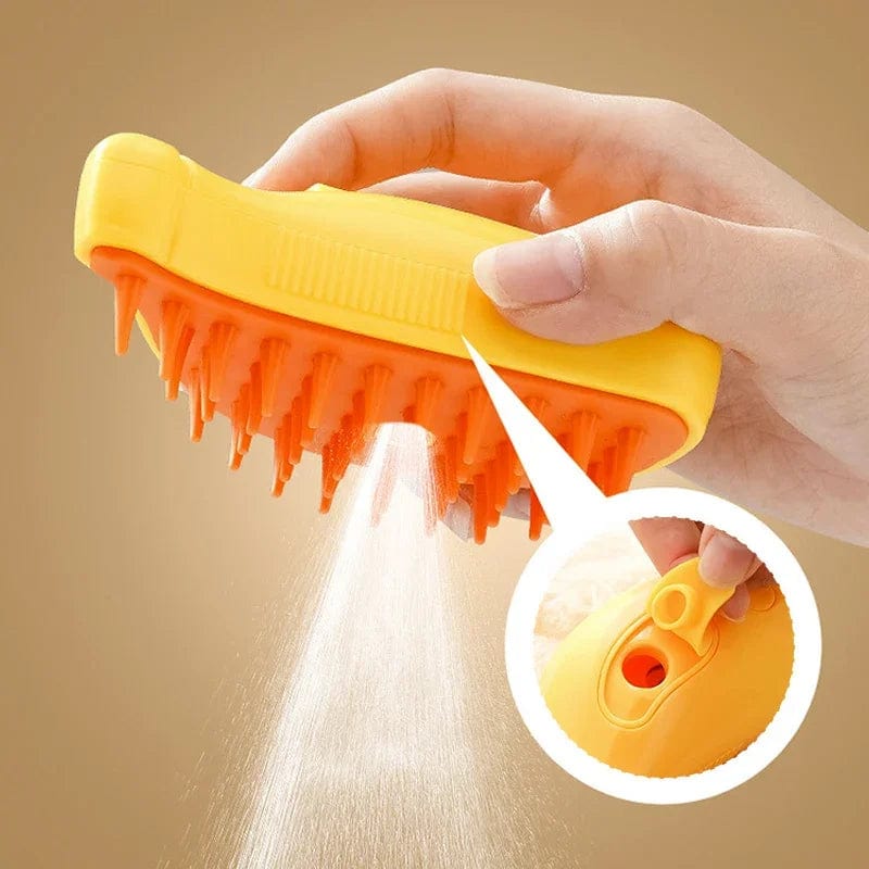 HomeBound Essentials Yellow Banana 3 in 1 Pet Electric Steam Grooming Hair Removal Brush