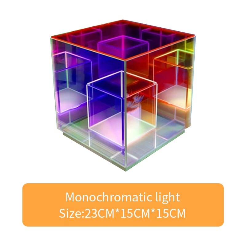 HomeBound Essentials F-Small-Monochrome 3D Cube Acrylic Atmospheric Standing Night Light
