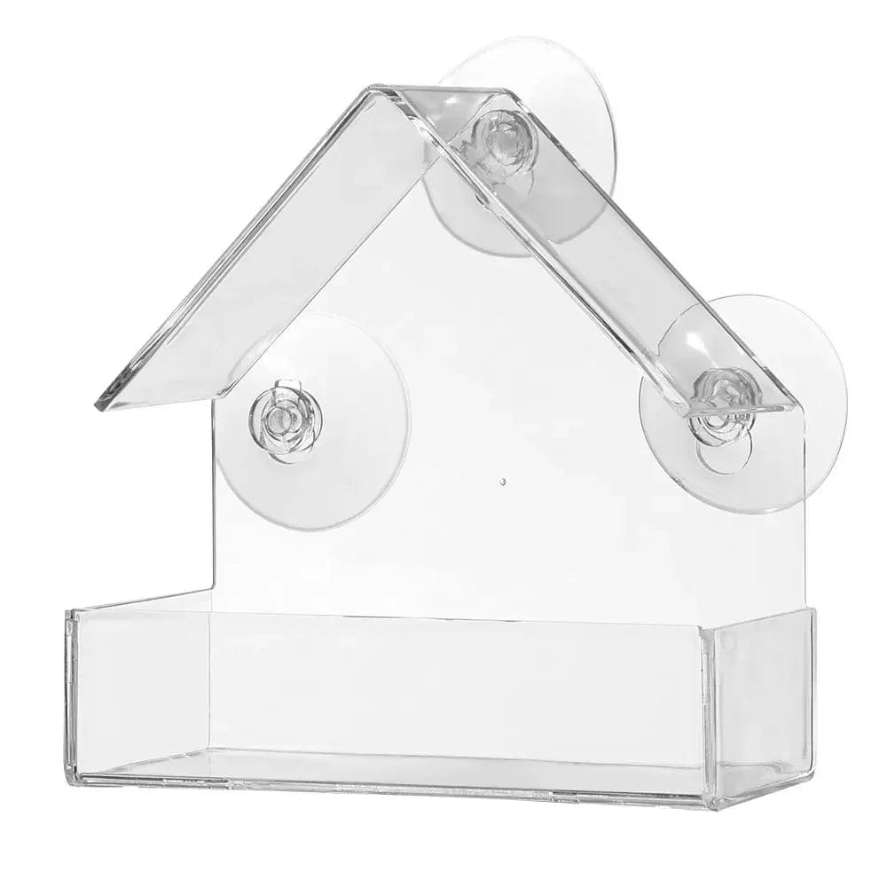 HomeBound Essentials A Acrylic Window Bird Feeder - Clear Glass Hanging Birdhouse with Suction Cup