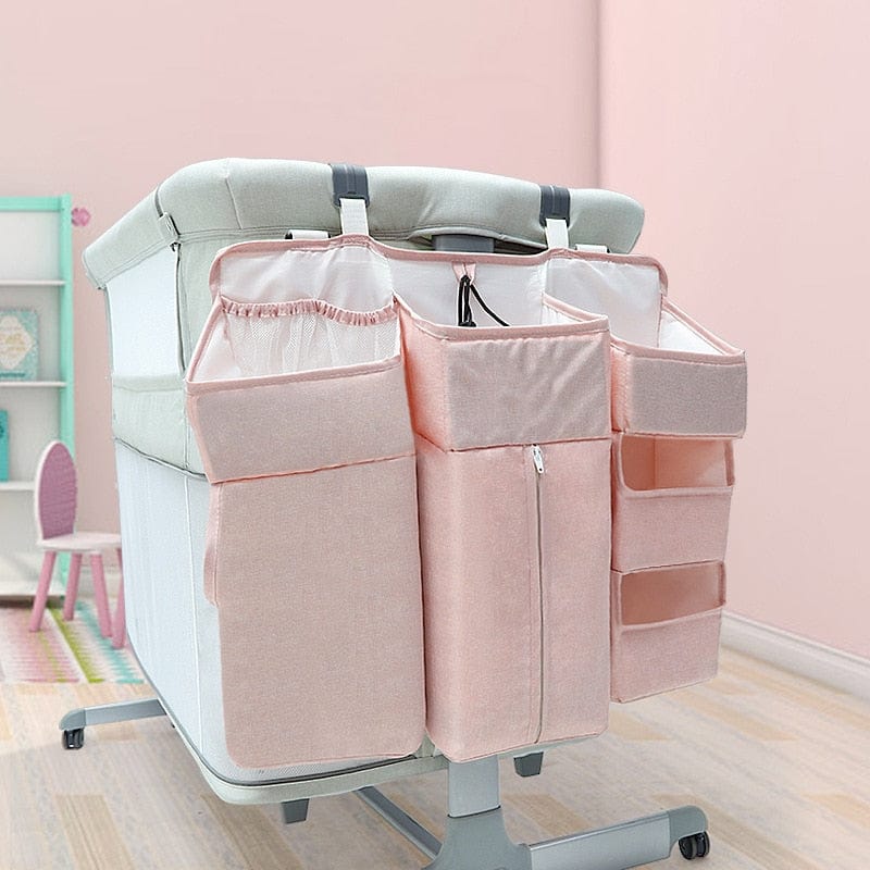 HomeBound Essentials Pink BabyCrib - Hanging Foldable Diaper Storage Bag Organizer