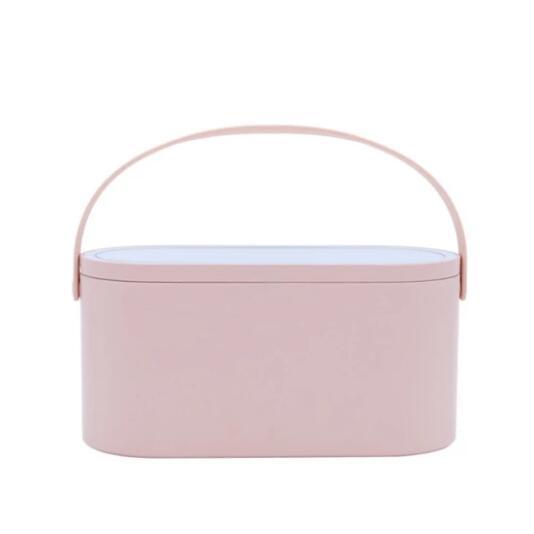 HomeBound Essentials Makeup Tools Pink BeautyBox  - Portable Makeup Case With LED Mirror