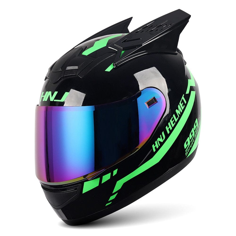 HomeBound Essentials Black Green Alt / S CatEars - Stylish Detachable Cat-Ear Motorcycle Helmet