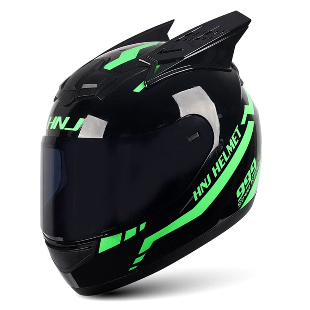 HomeBound Essentials Black Green / S CatEars - Stylish Detachable Cat-Ear Motorcycle Helmet