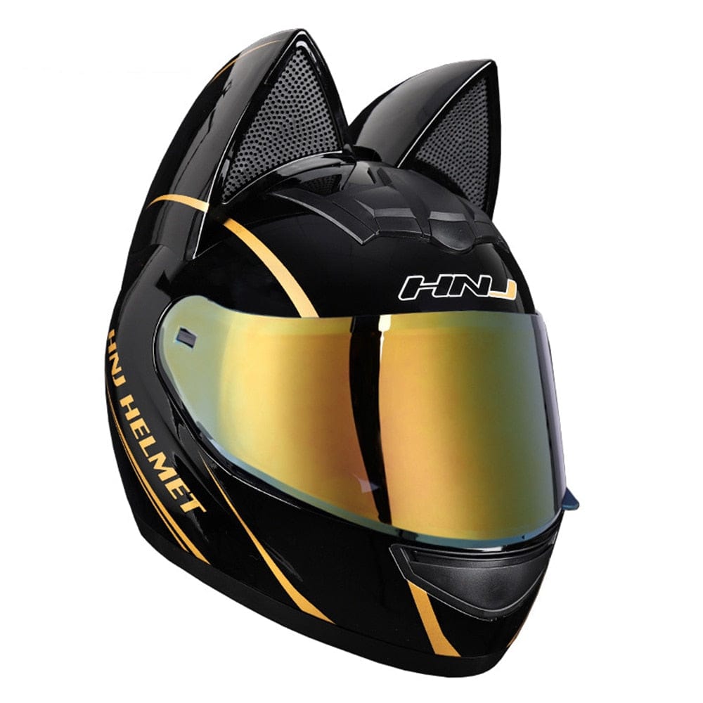 HomeBound Essentials Black Striped Alt / S CatEars - Stylish Detachable Cat-Ear Motorcycle Helmet