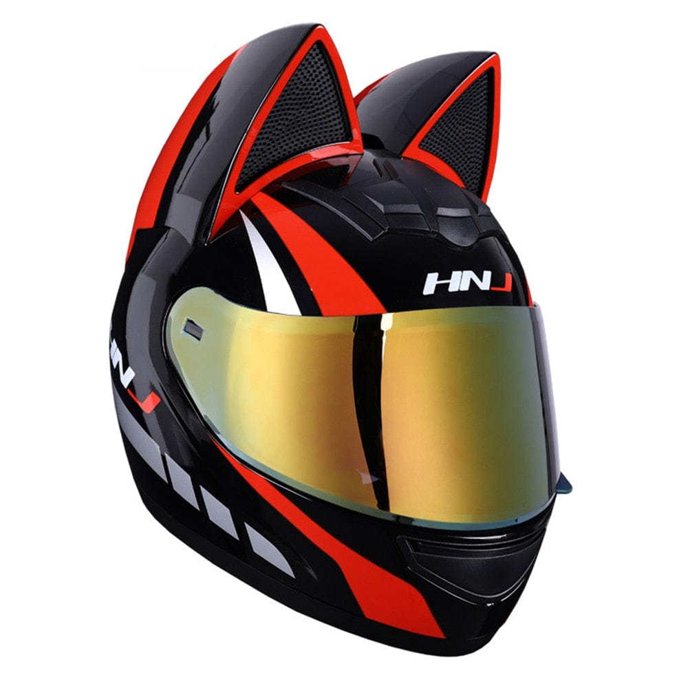 HomeBound Essentials Red Black / S CatEars - Stylish Detachable Cat-Ear Motorcycle Helmet