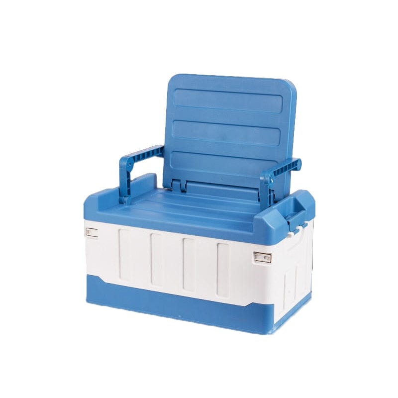 HomeBound Essentials Blue White Designer Outdoor Camping Folding Chair With Storage Box