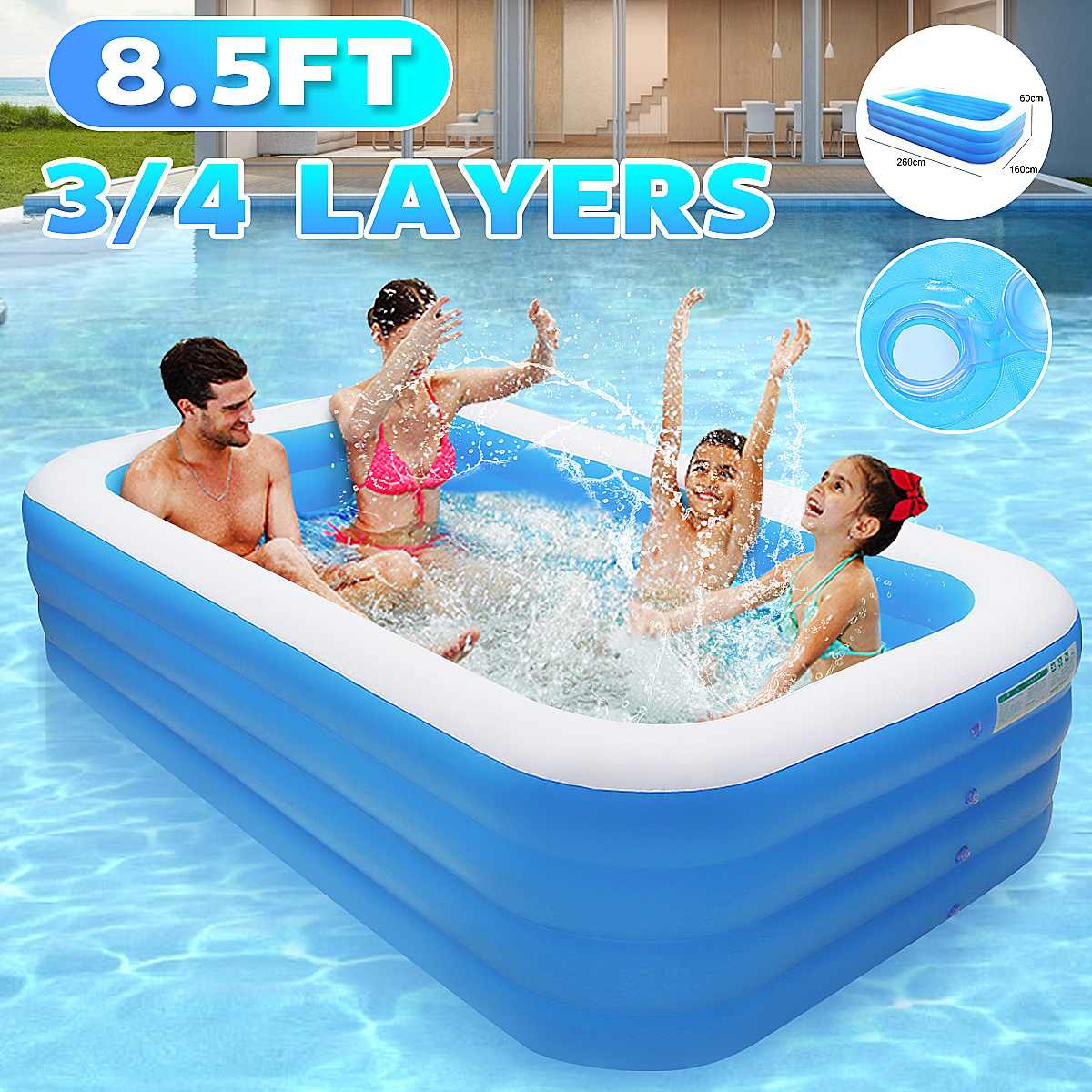 HomeBound Essentials Smart Family Inflatable Swimming Pool