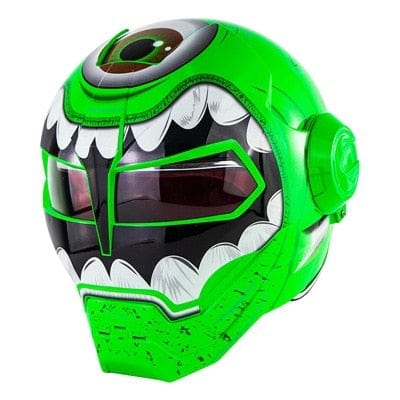 HomeBound Essentials Green Monster / M Flip-Open Retro Iron Man Motorcycle Helmet (Limited Edition)