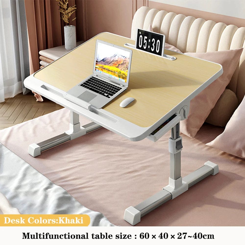 HomeBound Essentials khaki Table No Light Foldable Lift Bed Table - Simple Home Learning Desk for Bedroom or Dorm