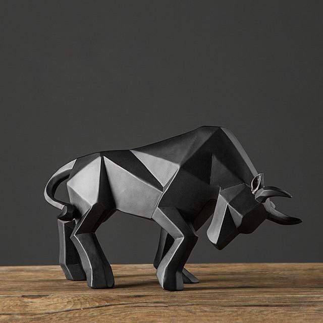 HomeBound Essentials Black Geometric Bull Figurine