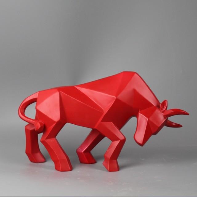 HomeBound Essentials Red Geometric Bull Figurine