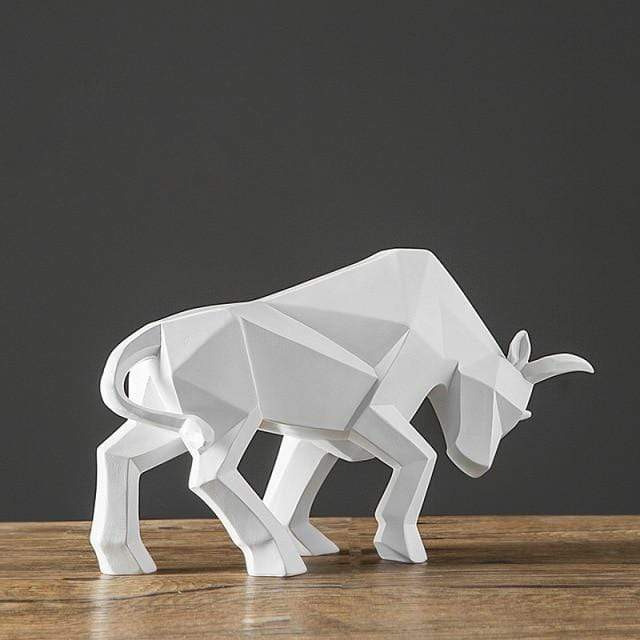 HomeBound Essentials White Geometric Bull Figurine