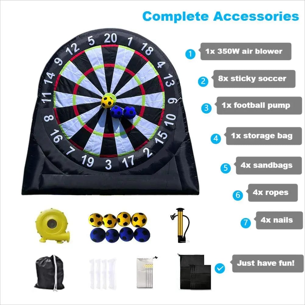 HomeBound Essentials Giant Inflatable Soccer Darts Board Set - Outdoor Target Game with Blower and Sticky Balls