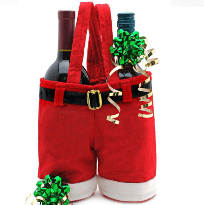 HomeBound Essentials GiftPants - Santa Pants Wine and Treats Bag