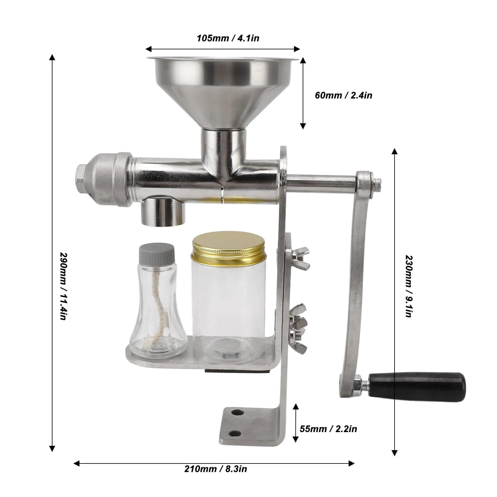HomeBound Essentials Manual Oil Press Machine - Stainless Steel Cold and Hot Press Oil Maker for Nuts & Seeds